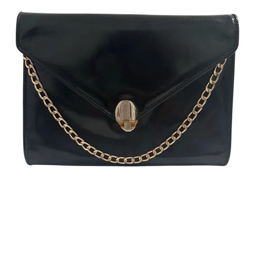 Black and Gold Crossbody Bag with Skull Clasp - Picture 5 of 11